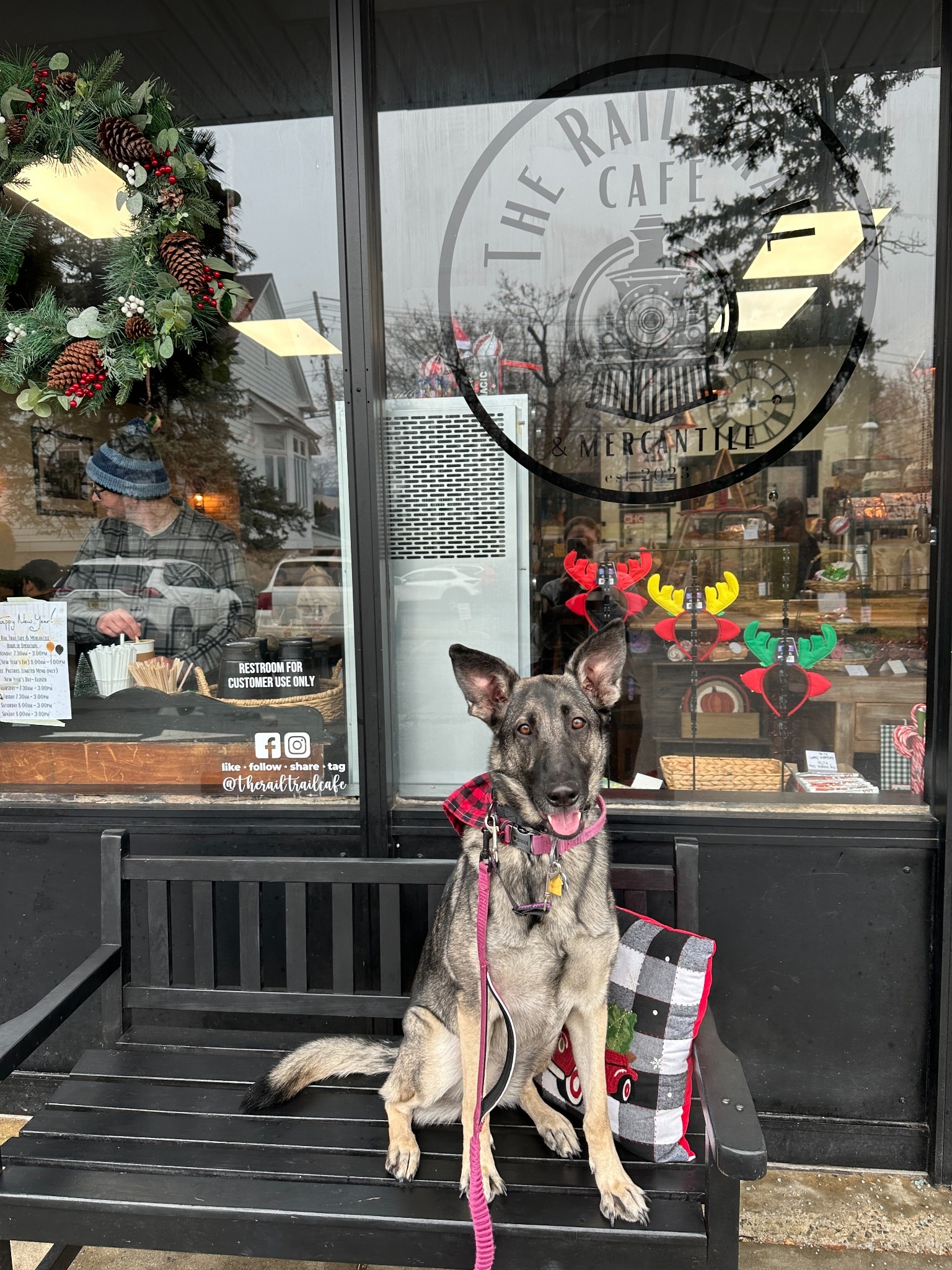 Jennifer’s dog outside The Rail Trail Cafe